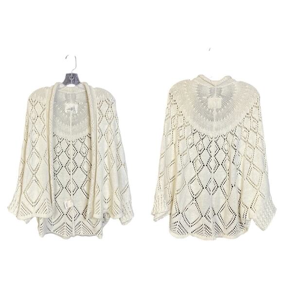 Anthropologie Angel Of The North Ivory Knit Cardigan Women's M/L - Picture 1 of 8